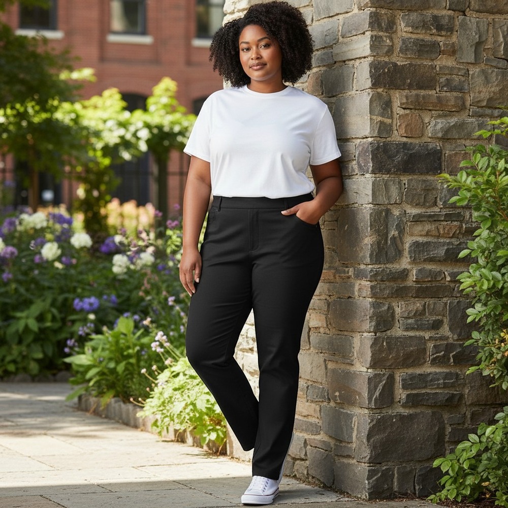 Eileen Fisher Skinny Pant Women 24W Black Organic Cotton Stretch Slim Minimalist